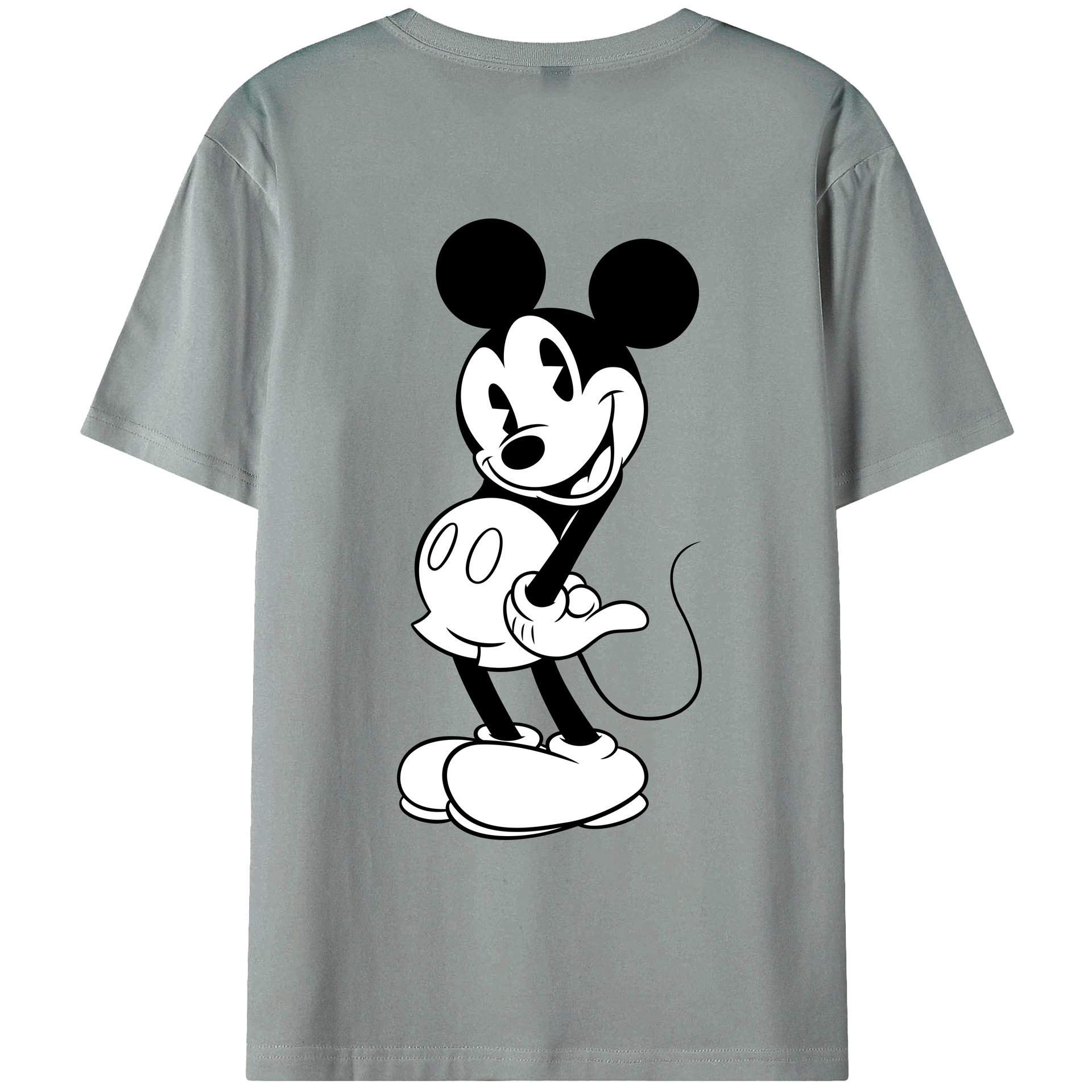 ミッキーマウス Mickey Mouse 綿100％ メンズ半袖Tシャツ（バックプリント） 通気性